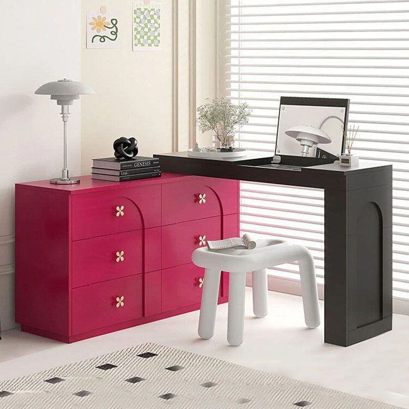 Dressing table French minimalist dresser chest cabinet integrated smart makeup retractable
