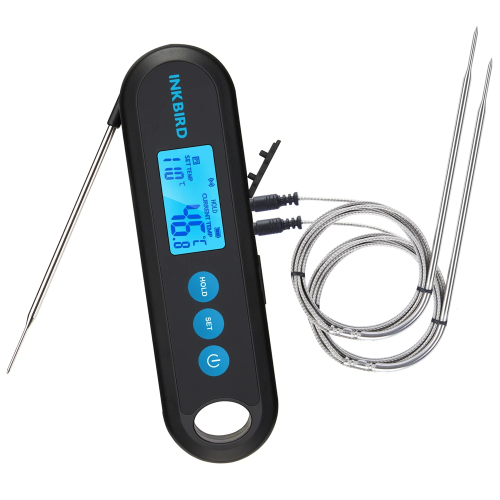 INKBIRD 2 Sec Readout Digital Backlight Kitchen Cooking Thermometer &2 External Probe BBQ Oven Meat Thermometer For Mike Candy