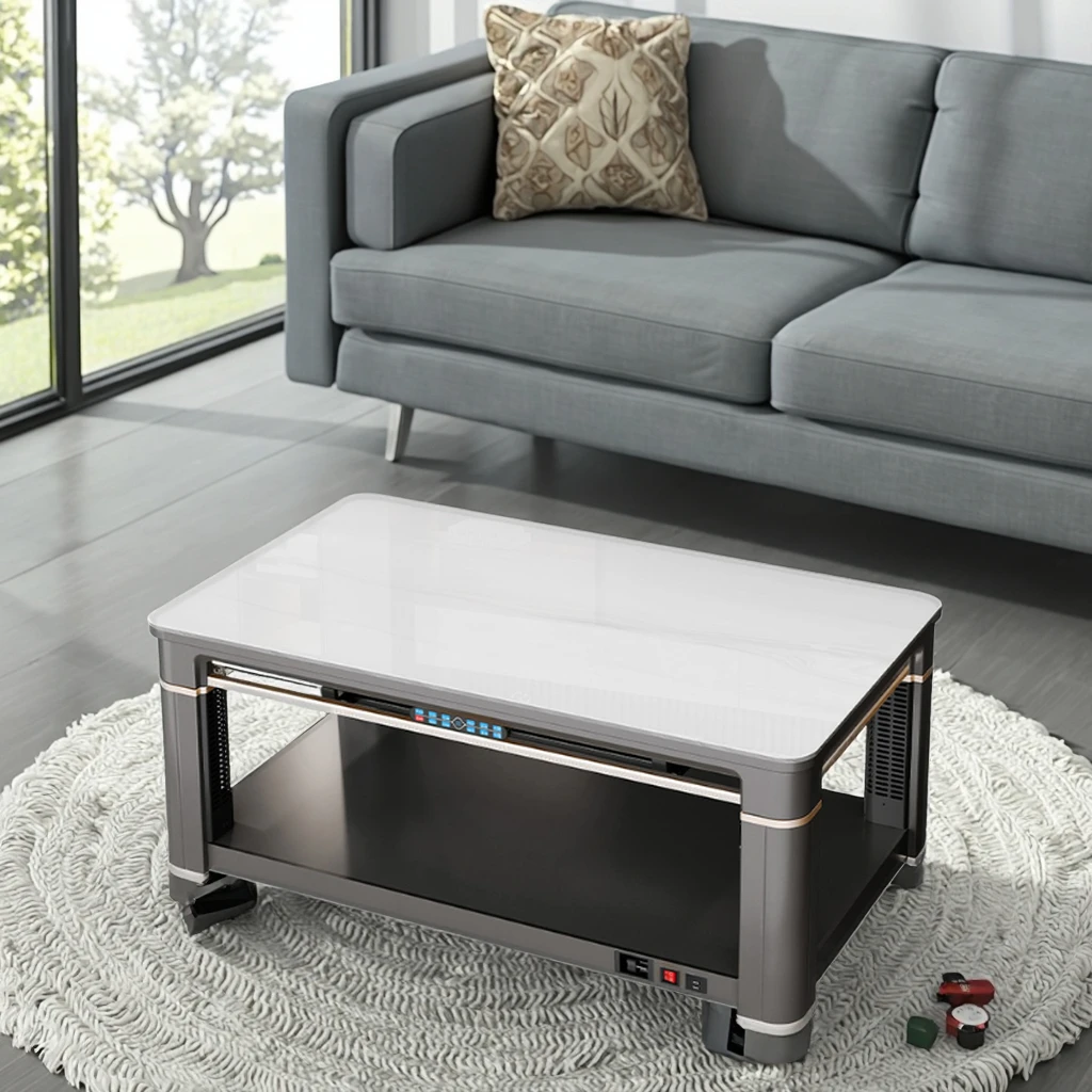 NUHU 1.8m Electric Graphene Heating Coffee Table With Smart Control Adjustable Height & Overheat Protection For Home Living Room