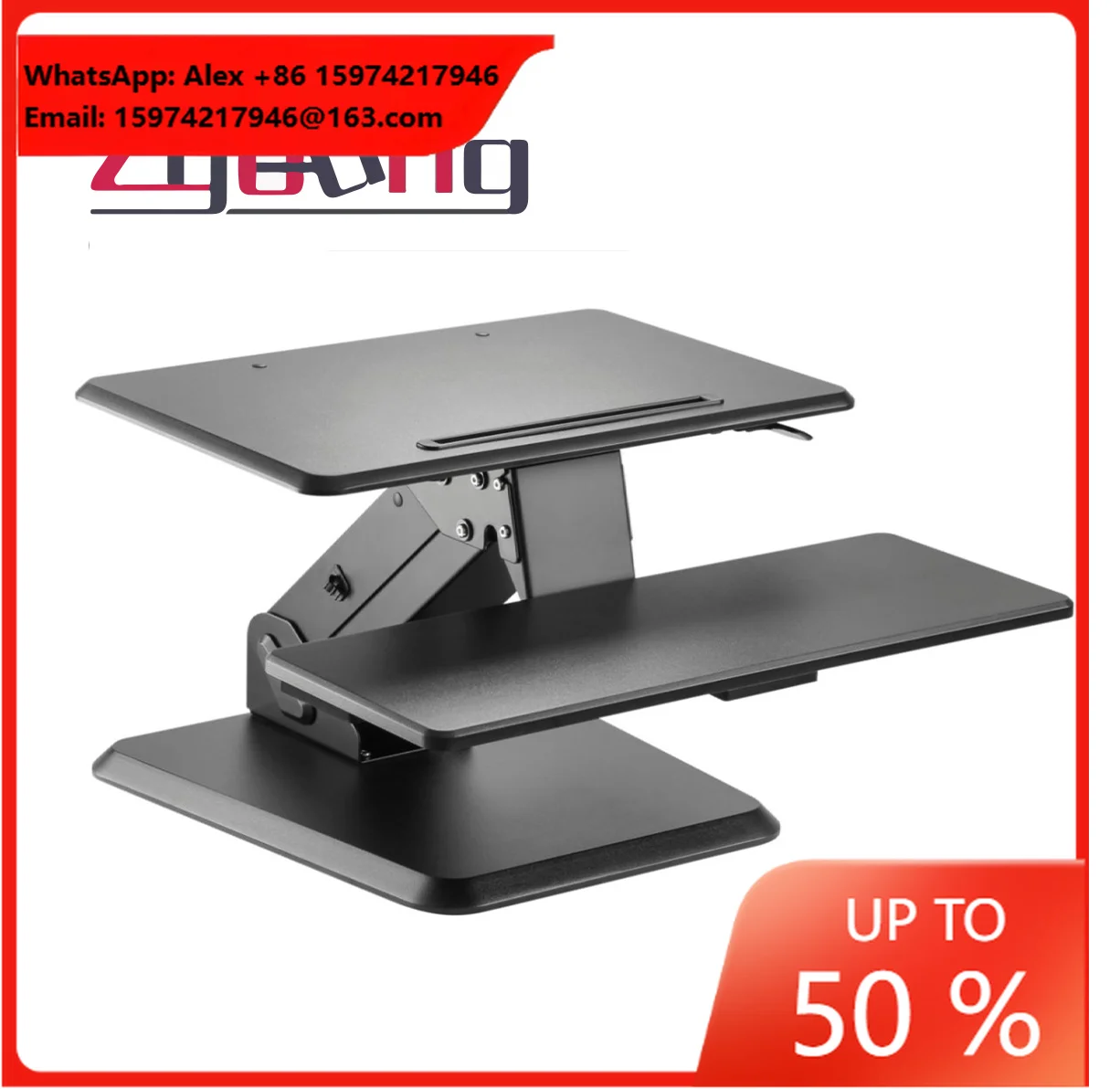 Modern Pneumatic Desk Riser For Home Or Office Height Adjustable Tabletop Workstation Desk Converter