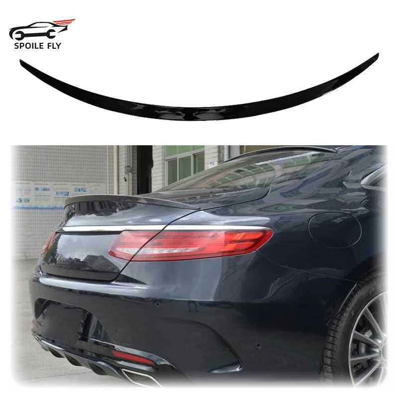 2014 To 2020 For Mercedes Benz S Class Coupe C217 2 Door Car Rear Spoiler Wing Lip Cover Body Kit ABS Gloss Black Carbon Fiber