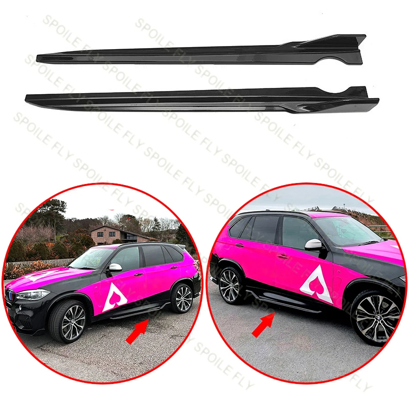For BMW X5 X6 F15 F16 2014-2019 High Quality ABS MP Style Car Side Skirt Panels Spoiler Body Kit Glossy Black