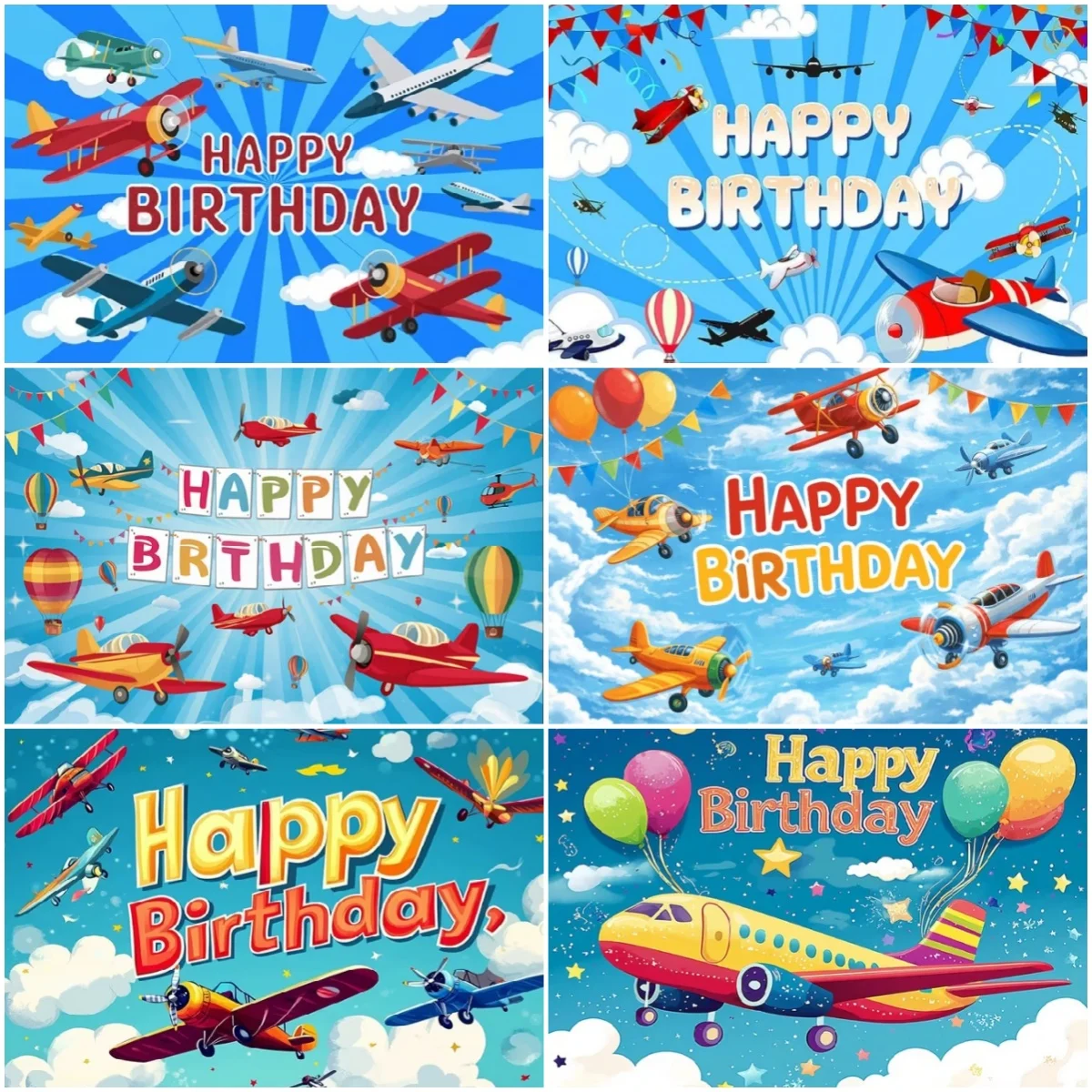 Airplane Theme Children Birthday Background Aviator Adventure Aircraft Banner Boy Birthday Party Decor Baby Shower Backdrop Prop