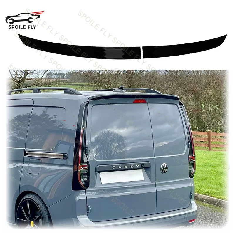 For VW Volkswagen Caddy Mk5 2020 2021 2022 2023 To Up Rear Spoiler Lip Roof Wing By Gloss Black Carbon Fiber High Quality ABS