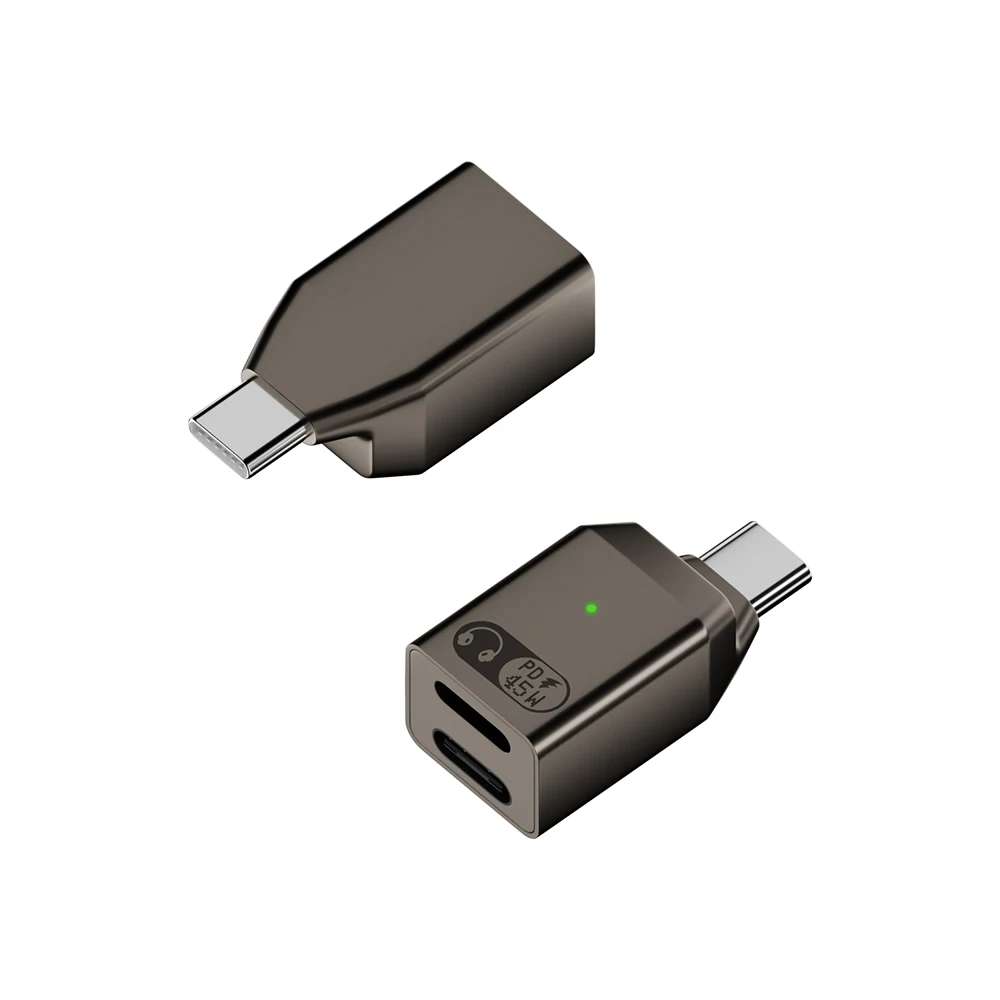 2 in 1 USB Type C Audio Adapter Fast Charging PD 45W USB-C Earphone Converter Laptop Male to Female for Xiaomi