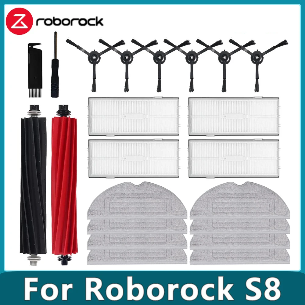 Fit For Roborock S8 Robotic Vacuum Cleaner Replacement Spare Parts Main Roller Side Brushes Hepa Filters Mop Cloths Accessories