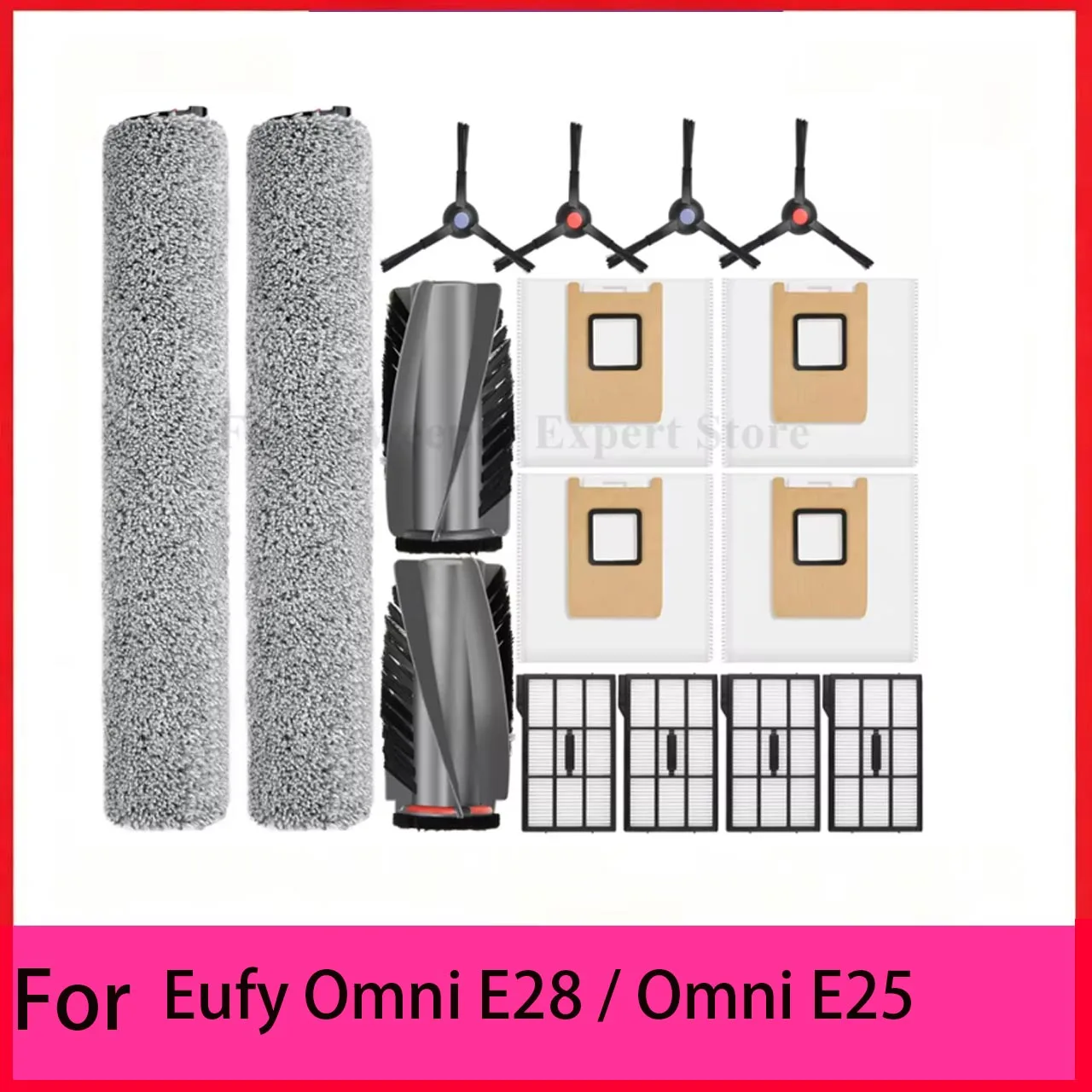 Compatible For  Eufy Omni E25 / E28  Vacuum Parts Roller Mop Cloth Side Brush Filter Dust Bag Replacement Accessories