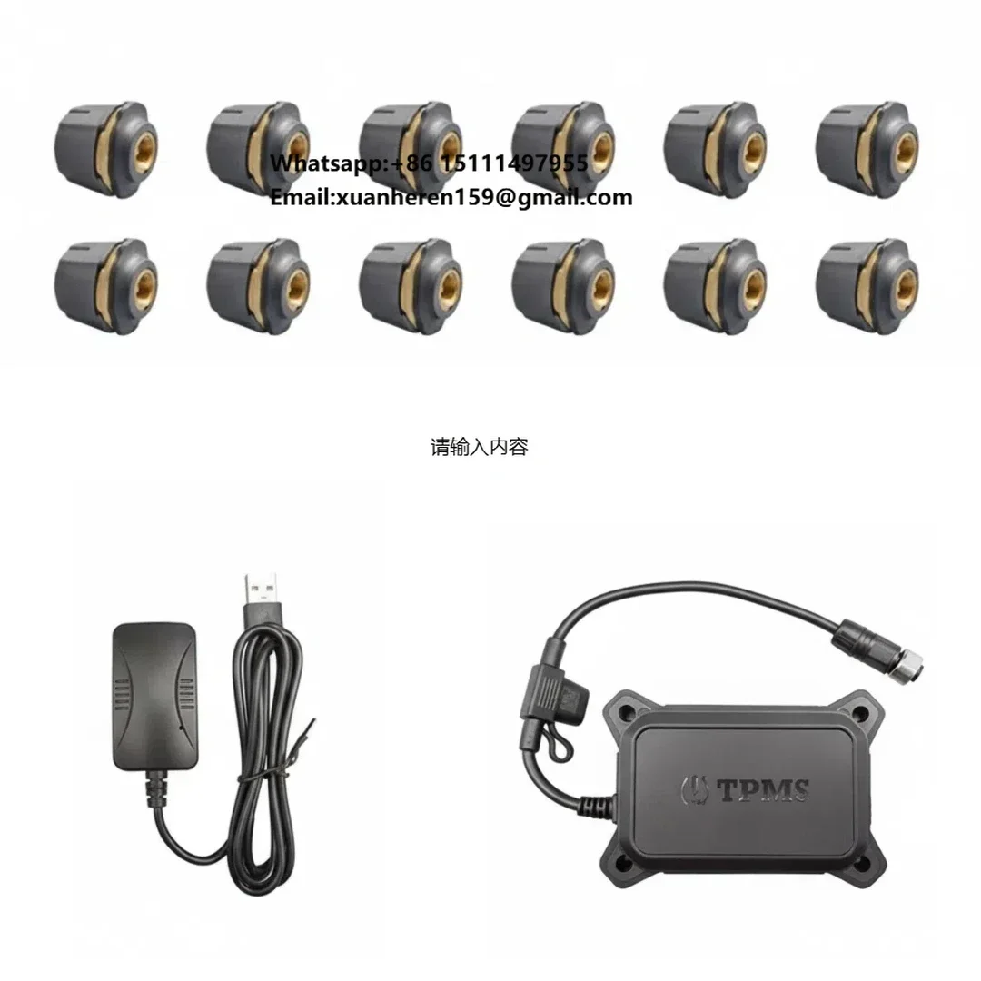 12-Wheel USB TPMS for Cars Trucks Real-Time Android Car Screen 8mm External Sensor with Repeater Tire Pressure Monitoring System