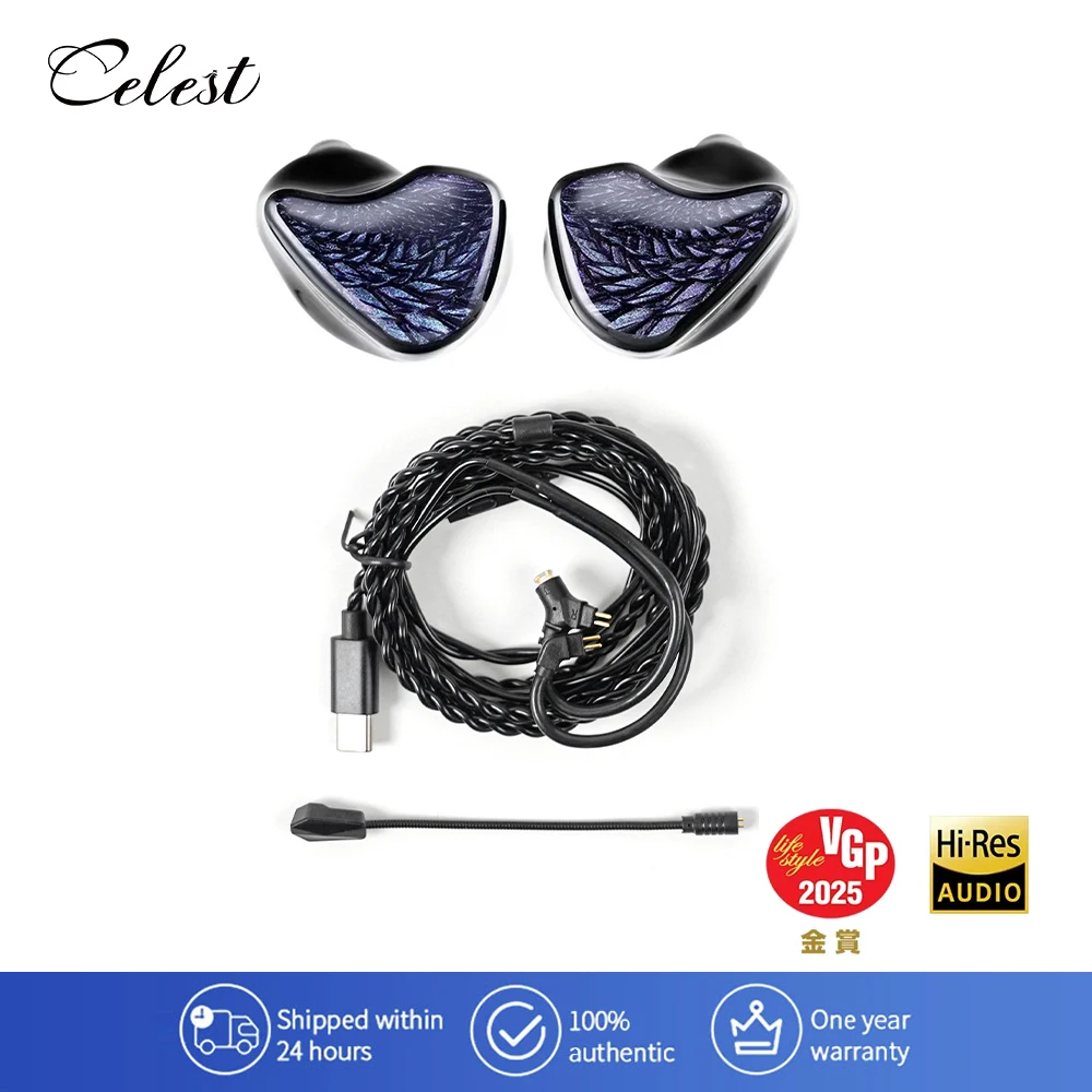 Celest Wyvern Black Type-C In Ear Earphone Monitor With Microphone Hifi Music Headphone IEMs Wired Gaming Earbuds For Gif