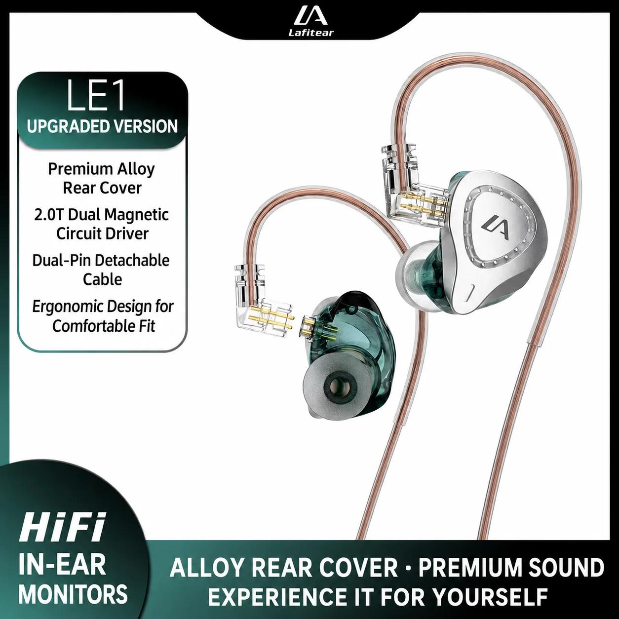 Lafitear LE1 Hi-Fi Dynamic Driver In-Ear Wired Earphones with Detachable Cable – Suitable for Mobile Gaming