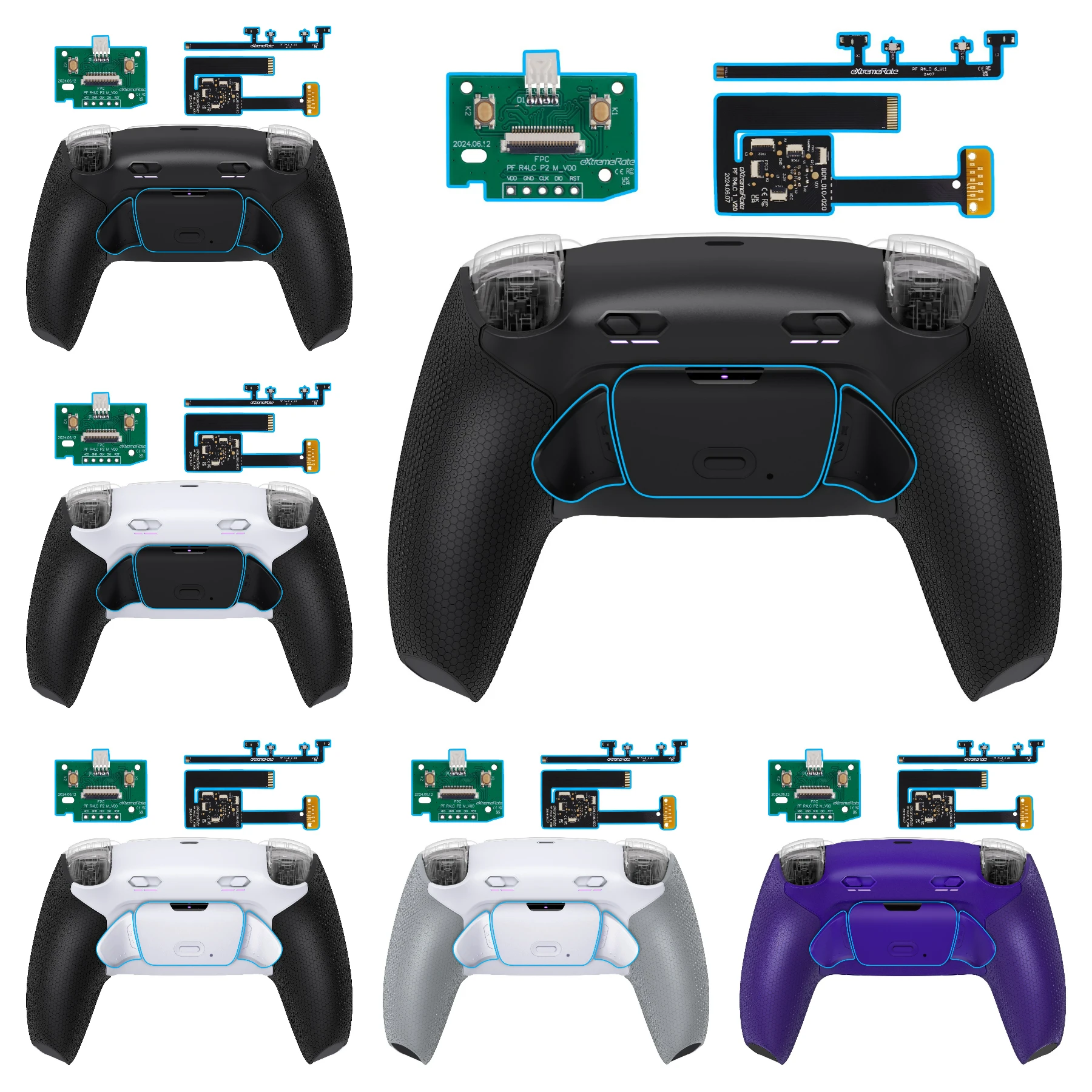 eXtremeRate RISE Plus MAX Remappable Back Buttons Kit with Clicky Trigger Stops & Rubberized Grip for ps5 Controller BDM-010 020