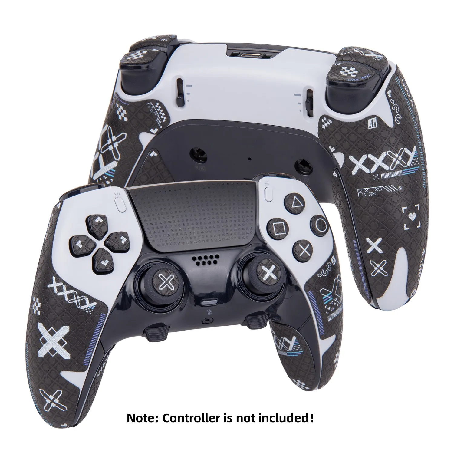 FINALORD Controller Anti Skid Grip Tapes Compatible With Playstation 5 DualSense Edge Handle, Buttons, Trigger (Cross Print-Blac