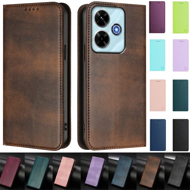 Redmi 13 Magnetic Case for Xiaomi Redmi 13 4G 5G Leather Wallet Flip Attraction Case for Xiaomi Redmi 13X Phone Cover Coque Etui