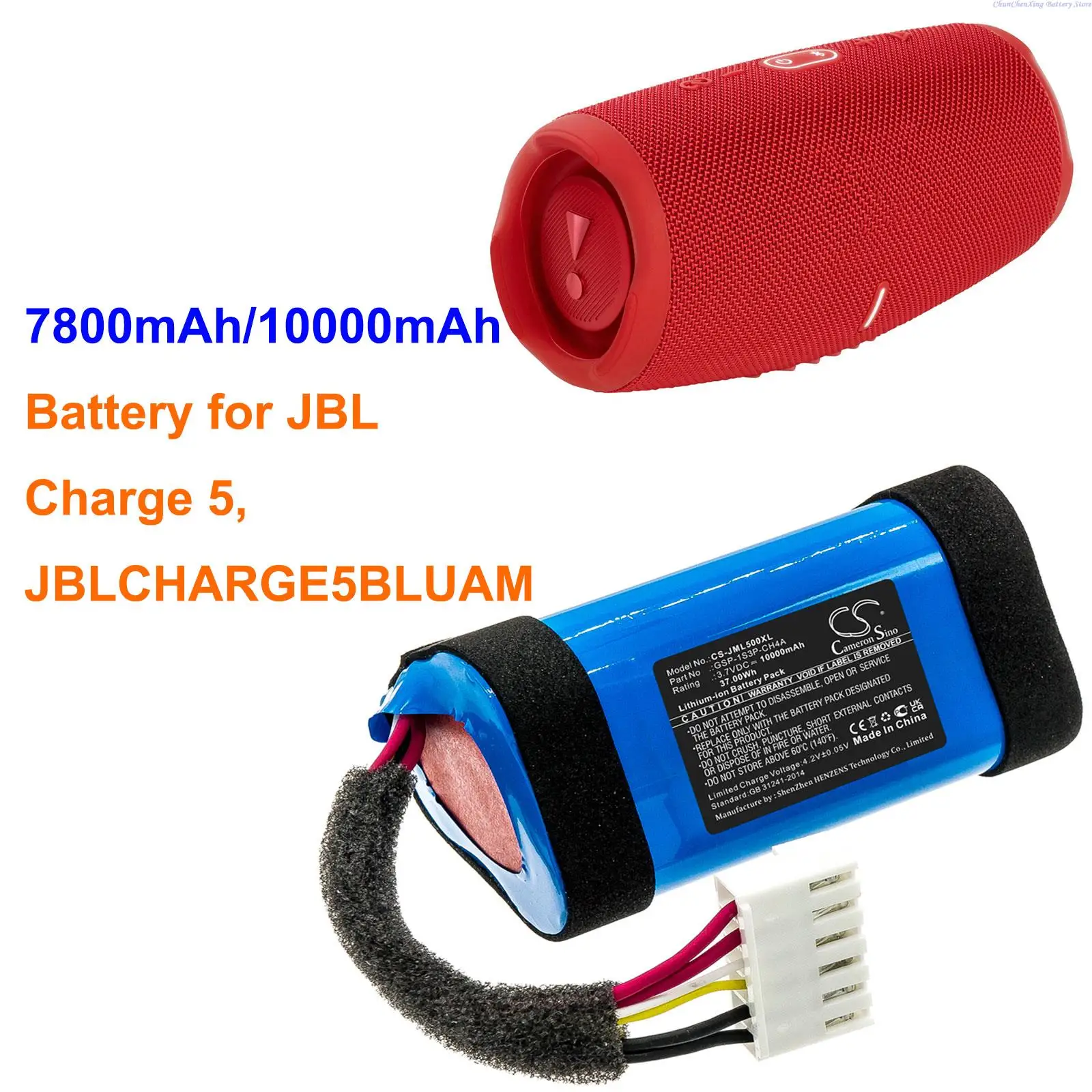 Cameron Sino 3.7V 7800mAh/10000mAh Speaker Battery GSP-1S3P-CH4A,1AA011NA,IAA011NA for JBL Charge 5, JBLCHARGE5BLUAM +TOOL
