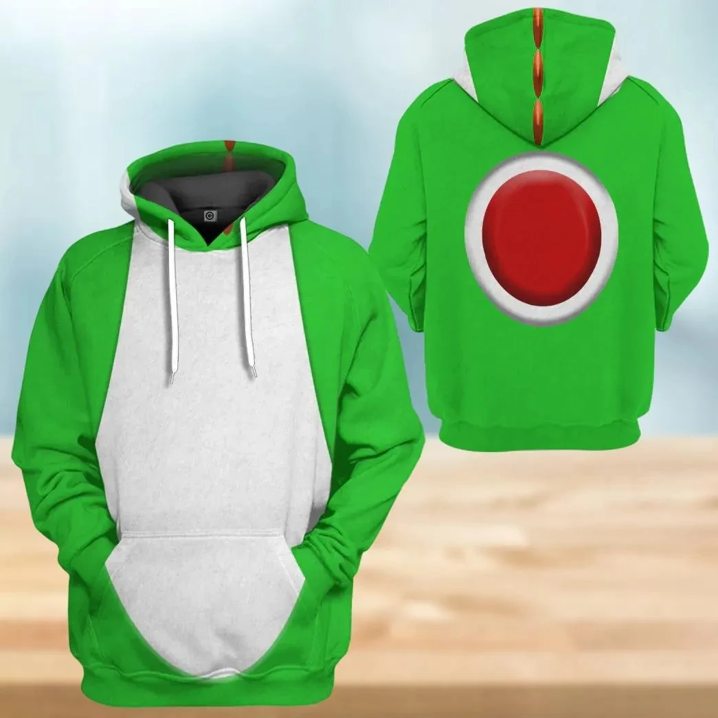 Yoshi 3D Hoodie Cosplay, Mario Gamer Sweatshirt, Video Game Character Hoodie, Halloween Party Costume, Gift for Halloween