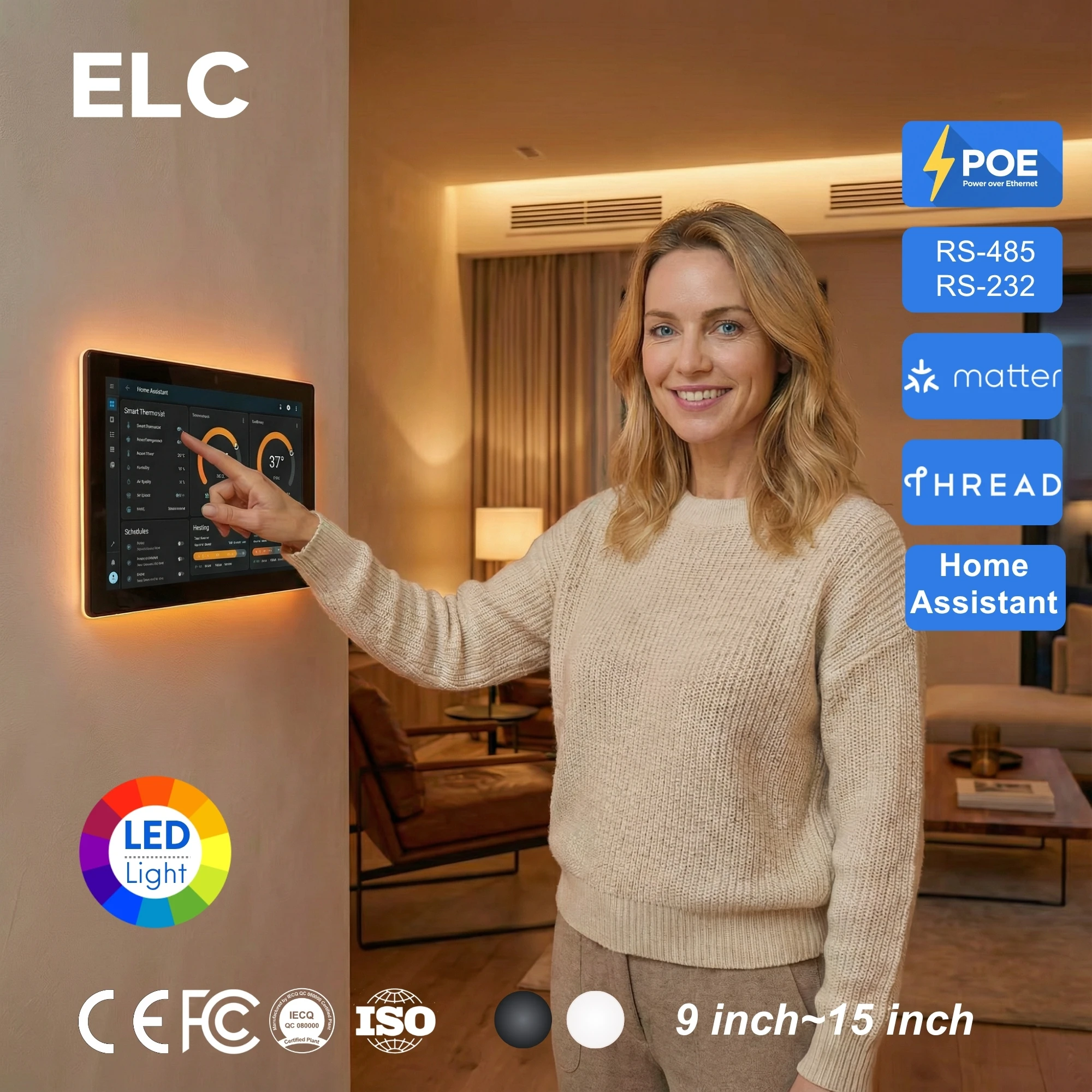 10.1 Inch Android 14 RK3576S Smart Home Control Panel Zigbee Matter Thread POE Wall Mount Touch Tablet With RS485 I/O Port PC