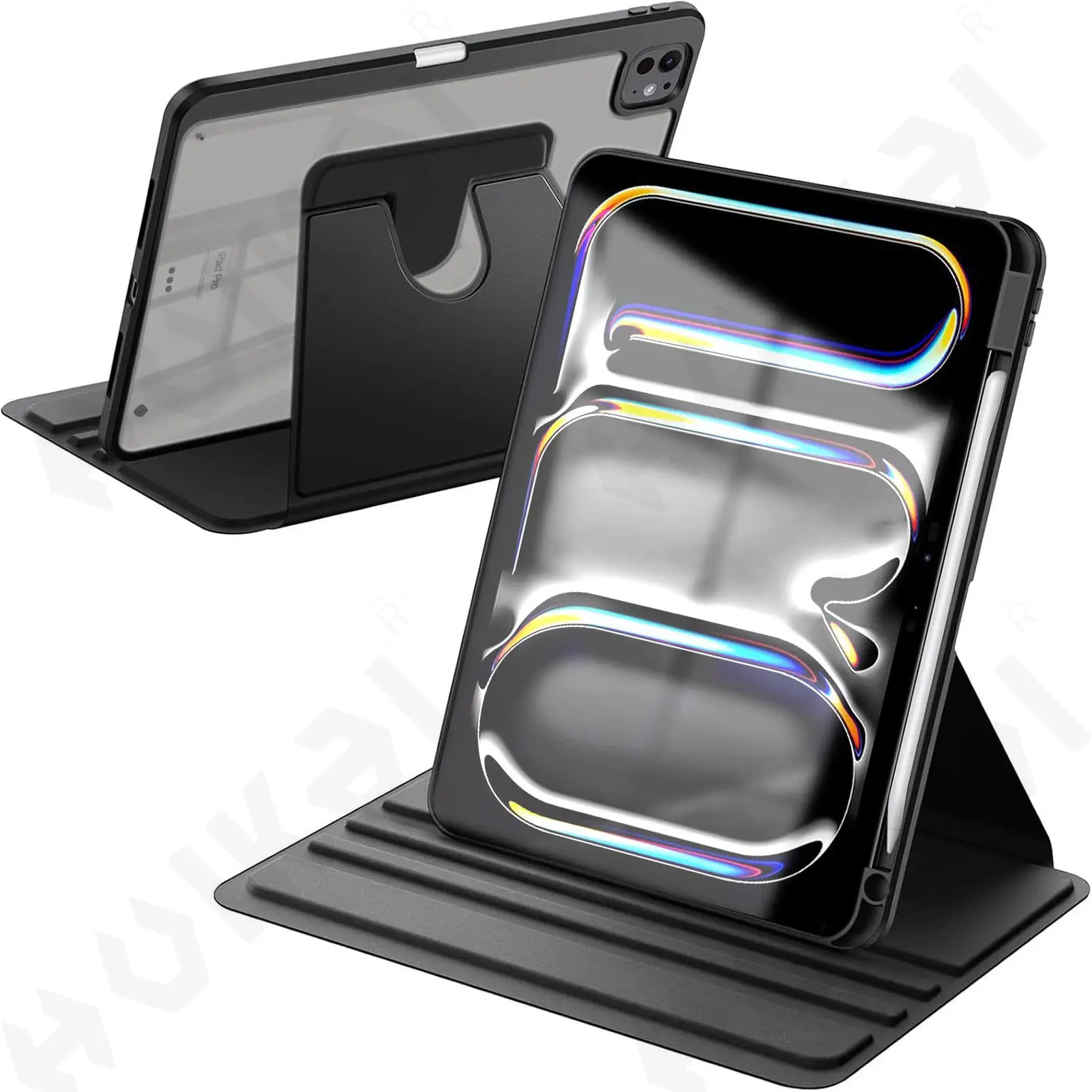 Rotating Case for iPad Pro 11 13 Air 11 13 M5 M4 M3 Mini 2025  with Pen Holder 360 Degree Protective Stand Cover Auto Wake Sleep