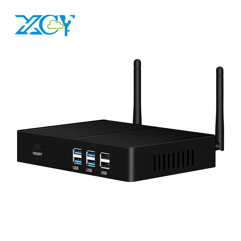 XCY Fanless Mini PC Intel Core I7 4500U I5 5200U 300M WiFi Gigabit Ethernet 8x USB VGA HDMI Display Windows 10 Linux HTPC