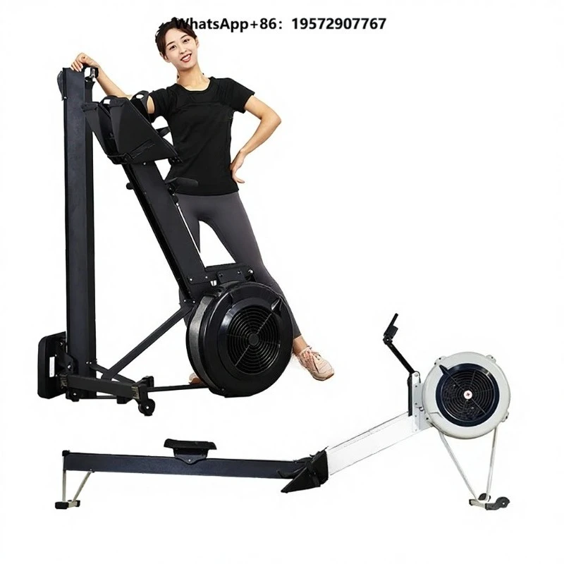 Rowing Machine Wind-Resistant RowErg Home Cardio Fitness Equipment Air Rower Magnetic Control Multi-Speed Adjustment Suspended