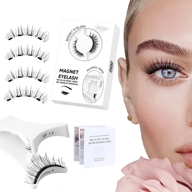 No Glue Needed 3D Magnetic False Eyelashes Kit 1 Pair Reusable Magnetic Lashes With Clip Tweezers Makeup Eyelashes