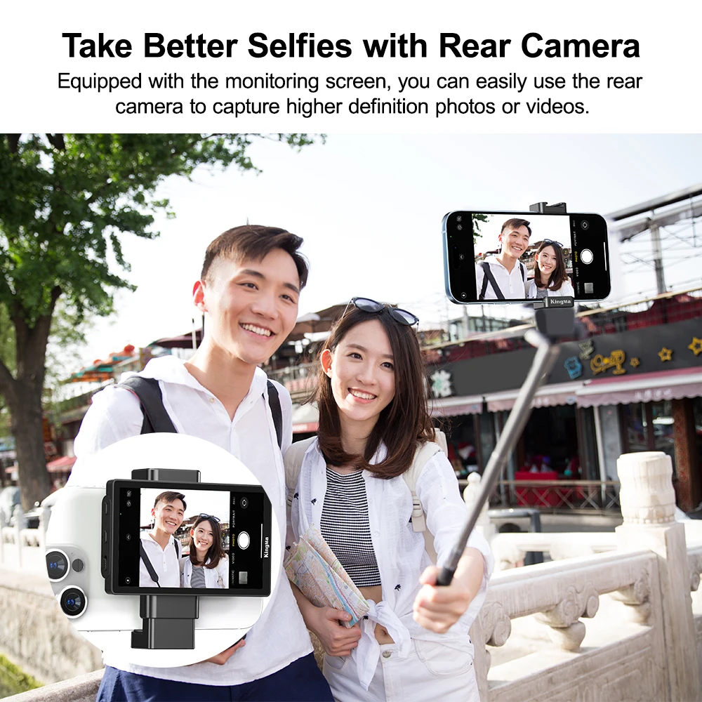 Vlog Selfie Monitor Screen Support 4K Wired Recording Magnetic Phone Holder Clip Mount Using Phone Rear Camera for iPhone Selfie