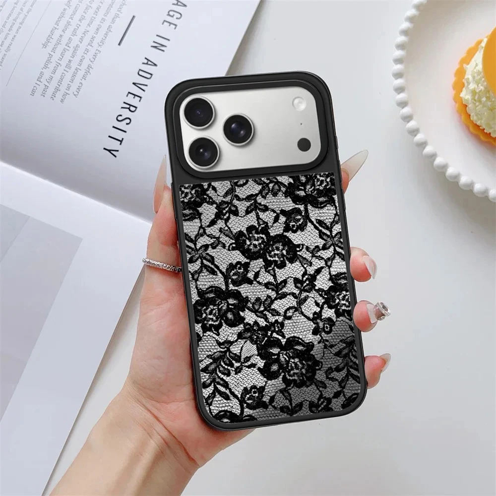 Full Screen Flower Rose Mirror / Acrylic Magnetic Phone Case Cover for IPhone 12 13 14 15 16 17 Pro Max Case for IPhone 17 Air