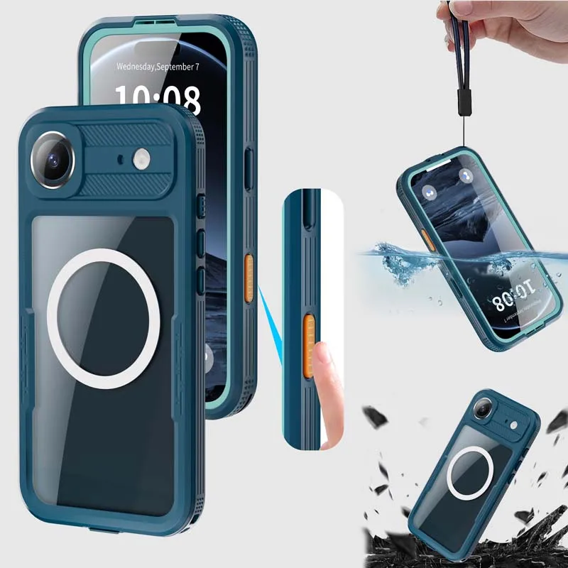 for iPhone 17 Pro Max 17 Air Waterproof Case for Magsafe Magnetic Wireless Charging Shockproof Phone Pouch Screen Lens Protect