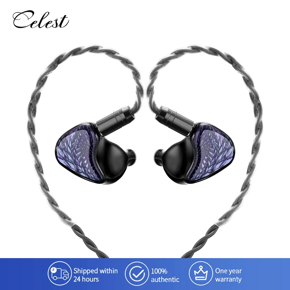 Celest Wyvern Black in Ear Earphone Monitor with Microphone Hifi Music Headphone IEMs Wired Gaming Earbuds for Gifts