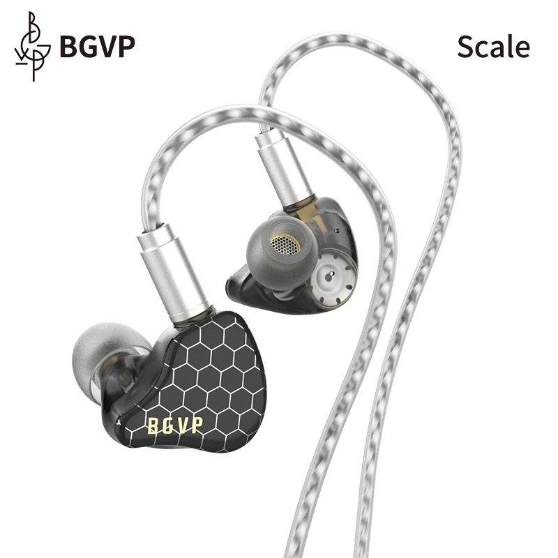 BGVP Scale Wired Earphone in-Ear HiFi Monitor Headphone Double Dynamic 6D Sound Effects Gaming Earbuds Bass Sound Stereo Headset
