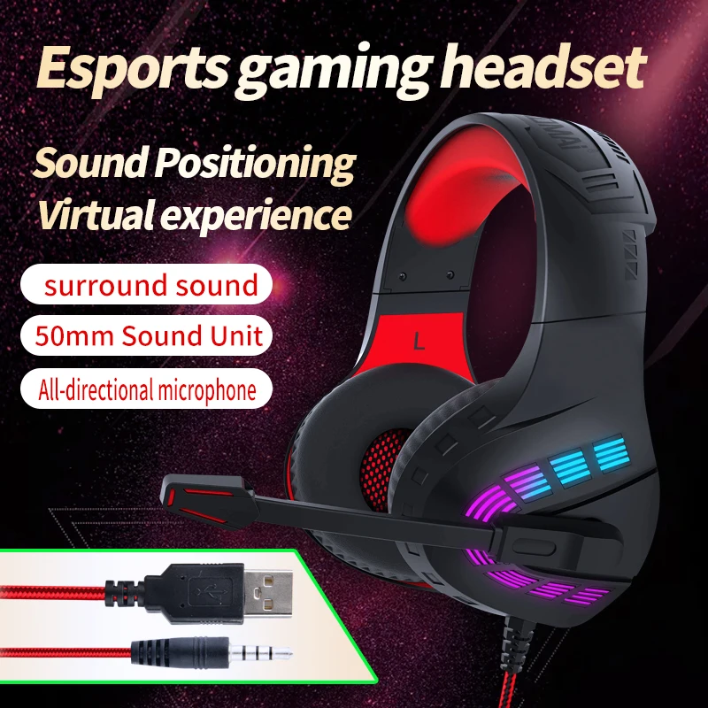 G4 Gaming Headset With Noise-cancelling Microphone Surround Sound 3.5mm Wired LED Gaming Headset For Gamers