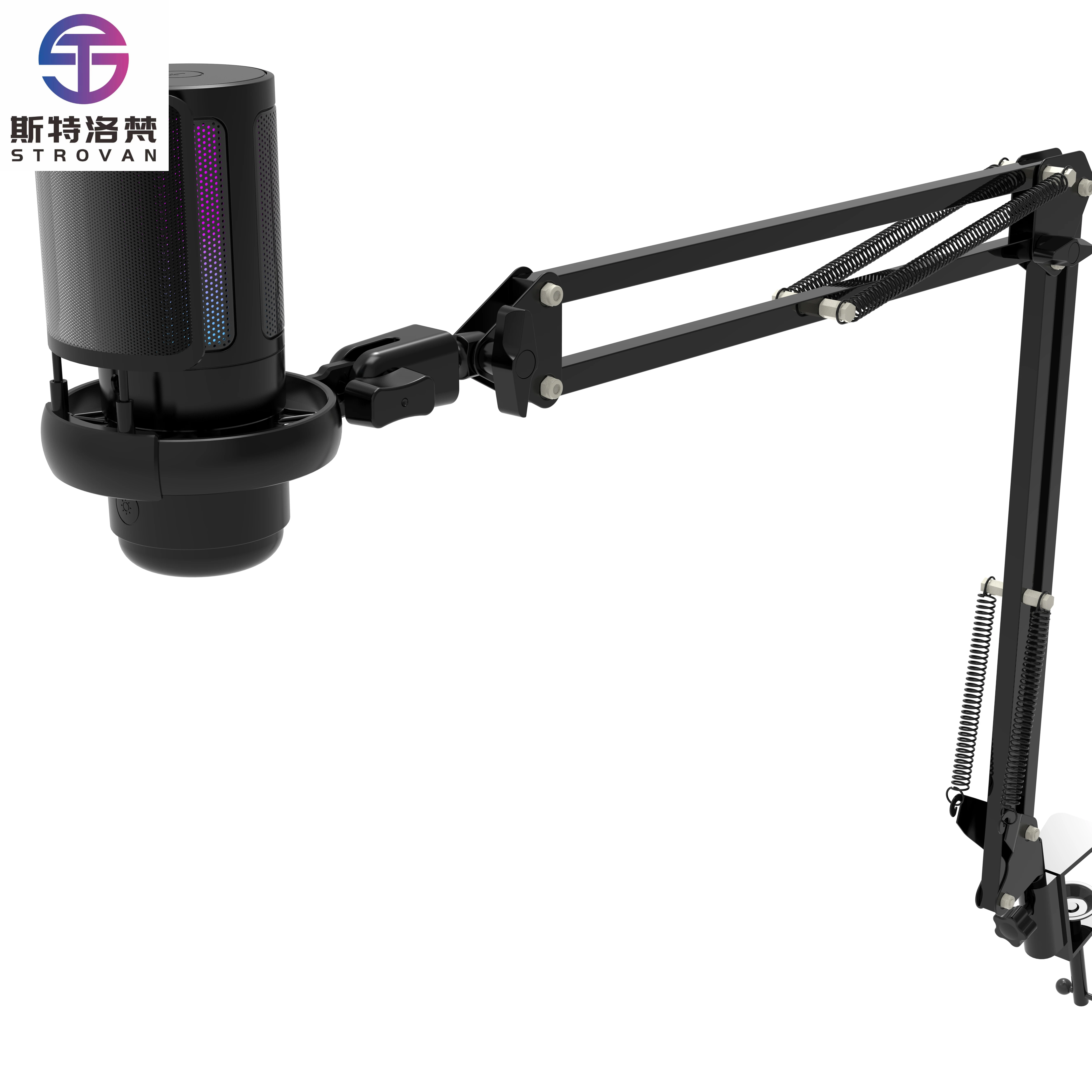 RGB Lighting USB Wired Microphone with Condenser Cartridge for PS4/PS5 Computer Live Streaming Games Microphone Play Microphone