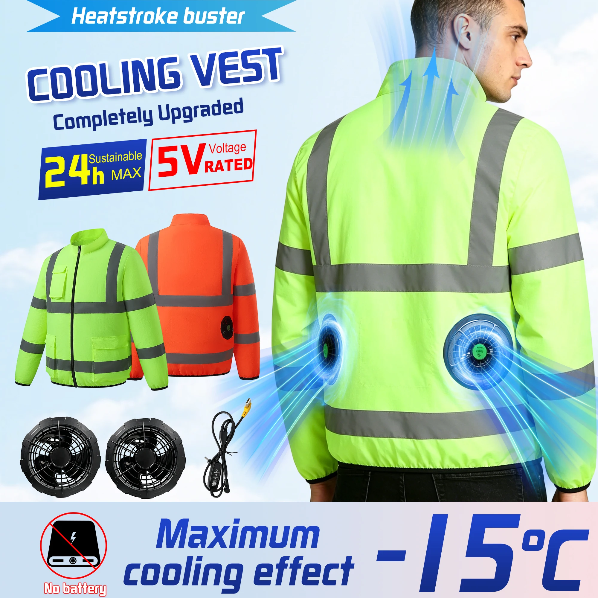 2026 Summer Cooling Construction Site Outdoor Work Jacket Heatstroke Prevention With Fan Air-Conditioning Coat Loose And Casual