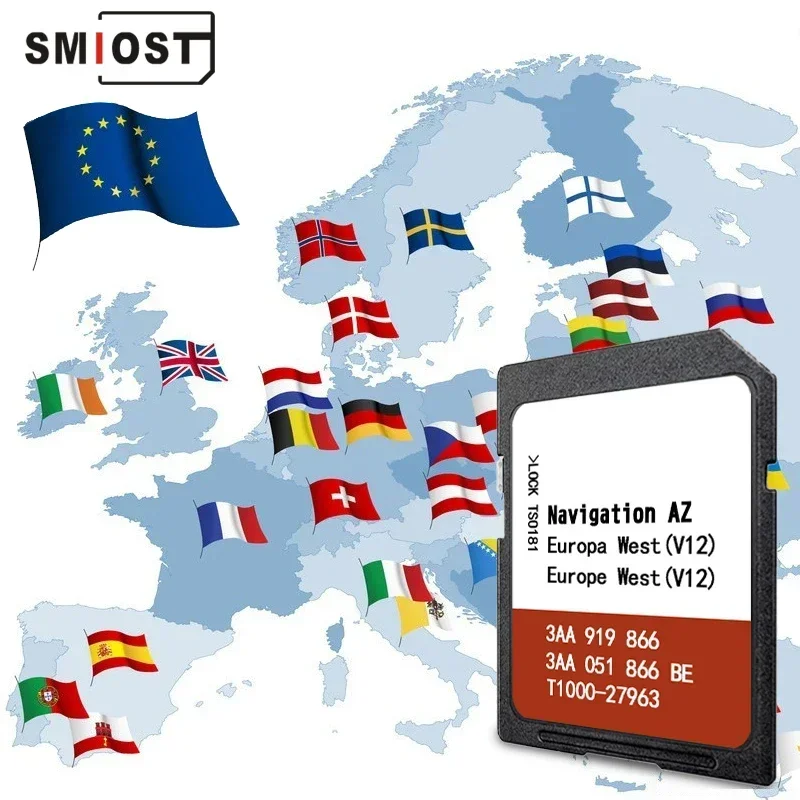 SMIOST 8GB Memory Card for VW AZ V12 Car GPS Navigation RNS 315 Western EU UK Map Data Update Fast Delivery from Factory OEM