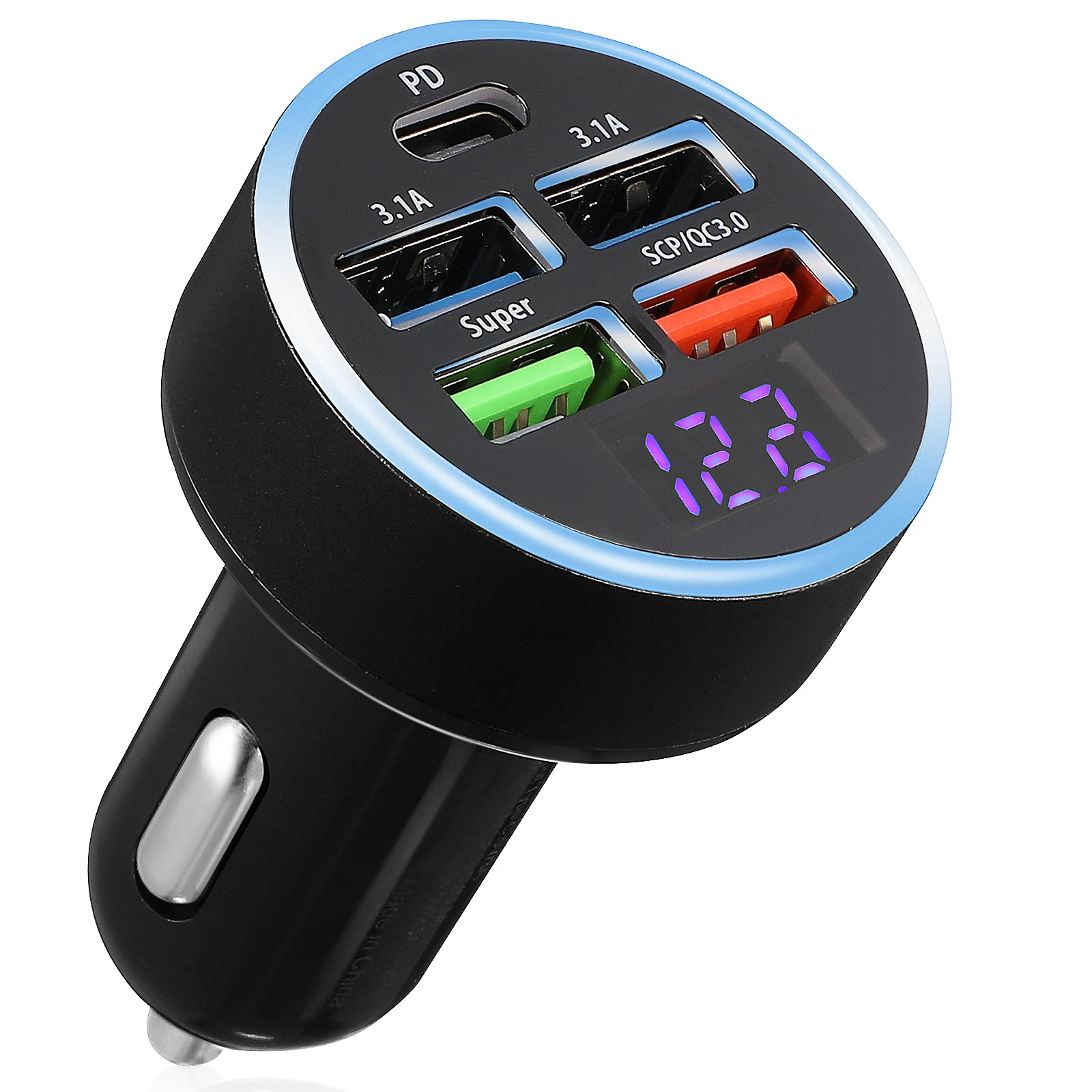 5 Display Car with Real Time Voltage Monitoring Fast Charging USB C Adapter Wide Compatibility Auto USB