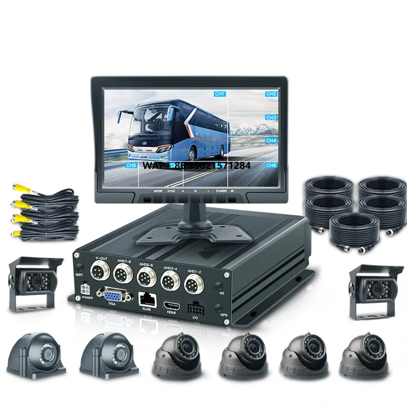 Fast Delivery Car VGA Monitor SD Local DVR 8 Cameras Heavy Vehicle 8CH MDVR  Large Angle AHD 1080P For/heavy/school Bus