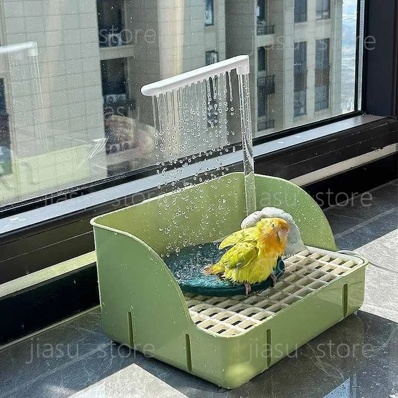 Electric Bird Bath Basin, Auto Circulation Parrot Shower with Faucet, Pet Bird Grooming Accessory
