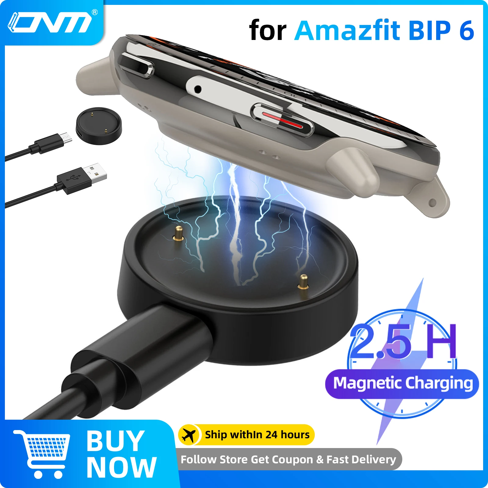 Watch Charger for Amazfit BIP 6 Magnetic Fast Charging Cable [Portable]Magnetic Wireless Charging for Amazfit BIP6 Accessories