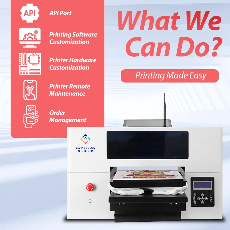 Refinecolor intelligent DTG desktop T-shirt printer Epson nozzle with mini computer DIY T-shirt club work clothing uv printer