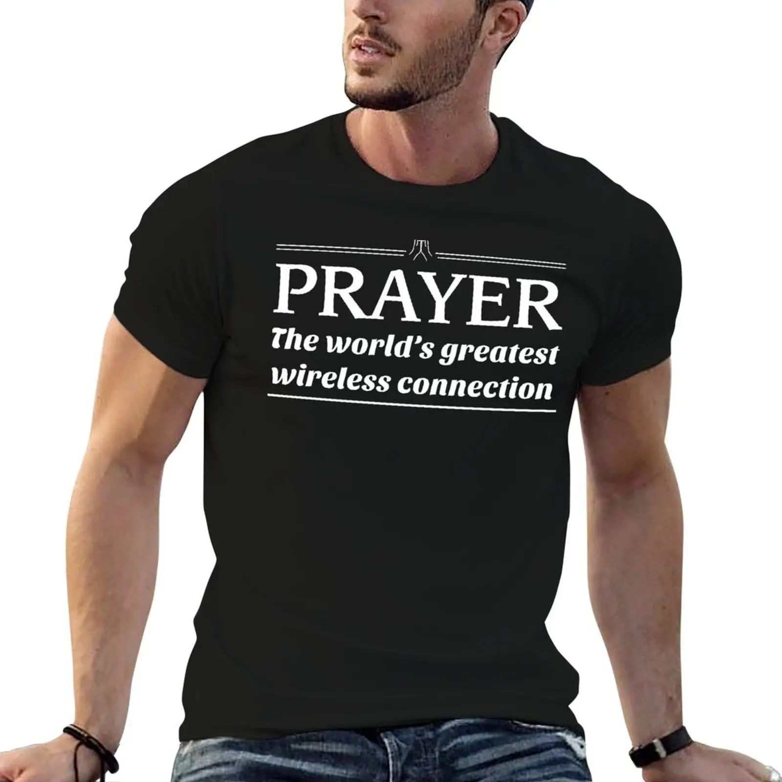 Prayer: The World's Greatest Wireless Connection T-Shirt Holiday Lightweight T-Shirt