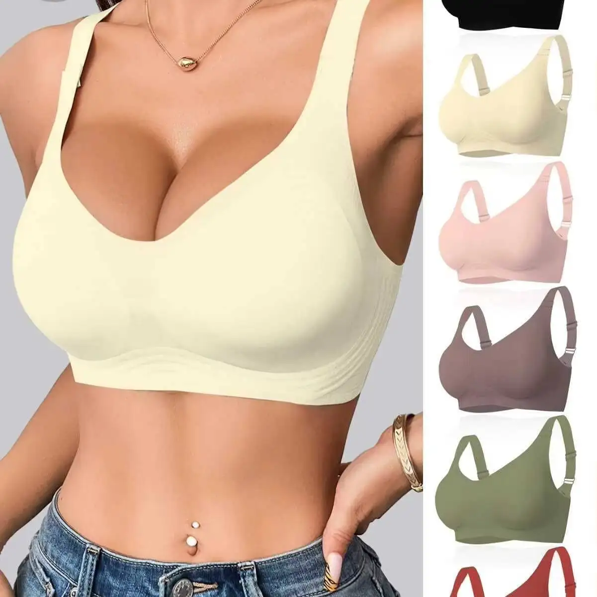 Women's Seamless Wireless Support Bra, Push-Up, Comfortable, Soft, No Underwire, Full Cup T-Shirt Bra