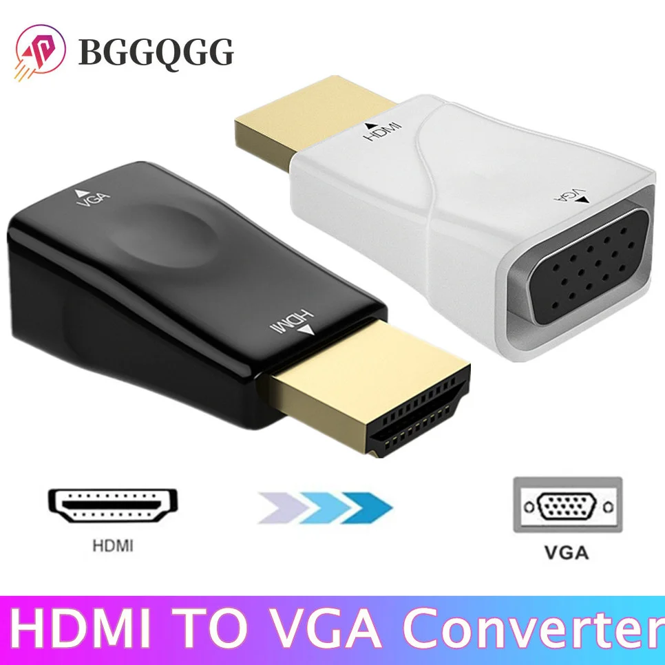 BGGQGG HDMI-compatible to VGA Cable Converter Male To Famale Converter Adapter HD 1080P HDMI TO VGA For Laptop Tablet PC