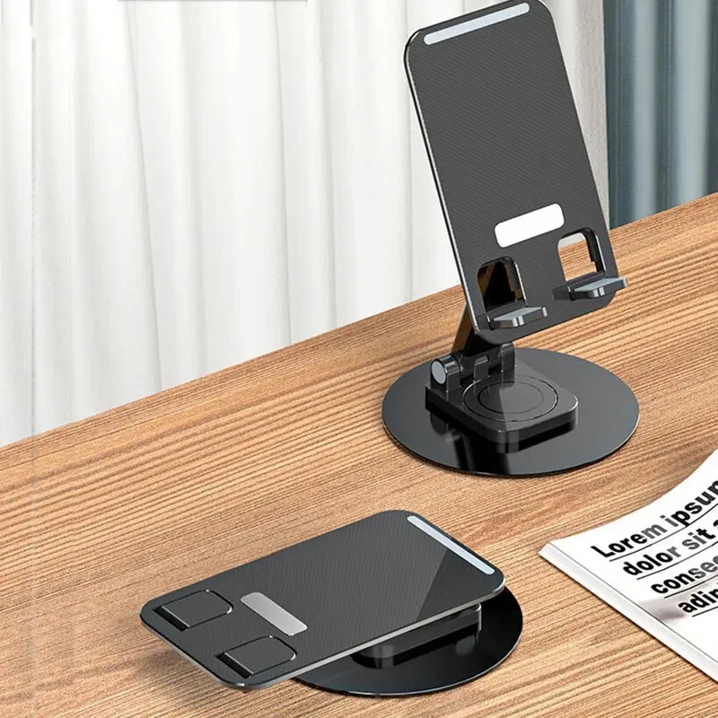 Mobile Phone Stand, Desktop Tablet Stand, Rotatable Lift, Compact And Portable Support Frame, Foldable Metal Base, Black