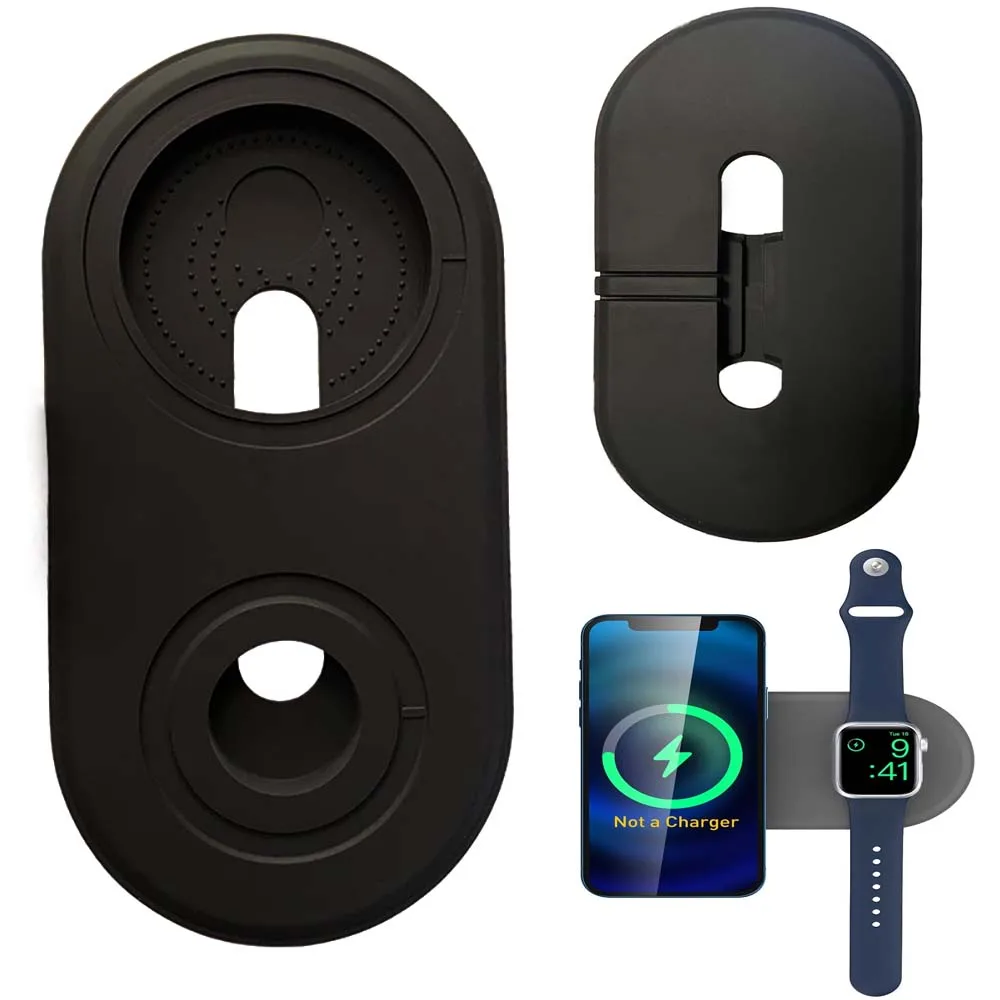 Stand for Apple iPhone Magsafe AirPods iWatch Magnetic Wireless Charger Holder Slim Silicone Pad Flat Dock Base Support Mount
