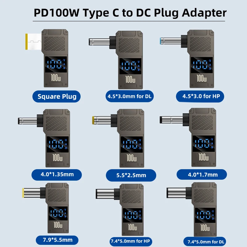 100W USB Type C Fast Charging Adapter Plug Connector Universal USB C to DC Laptop Charger Converter for Lenovo Dell Asus Hp Acer