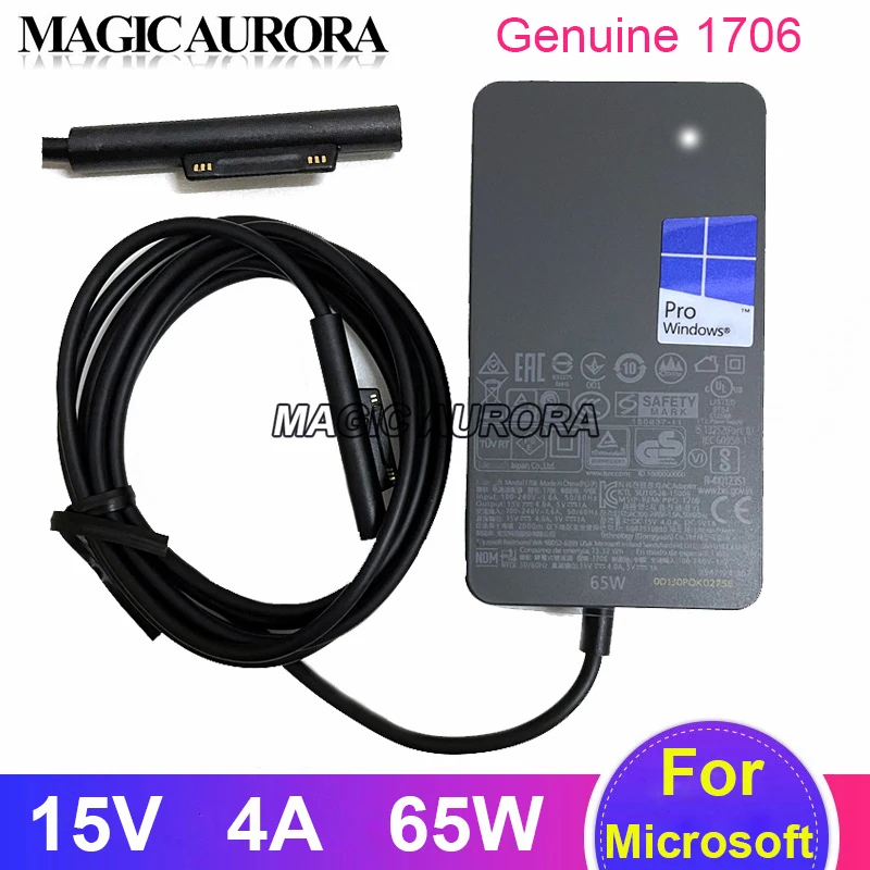 Genuine For Microsoft Surface Book Pro3 Pro4 Pro5 Pro6 Pro7 15V 4A 5V 1A DC Adapter Fast Charger 1706 Laptop Power Supply 65W