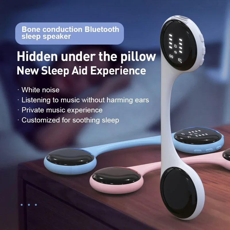 Bone Conduction Bluetooth 5.4 Under Pillow Headphones Sleep Aid Noise Reduction Mini Music Speaker Lightweight Portable Office