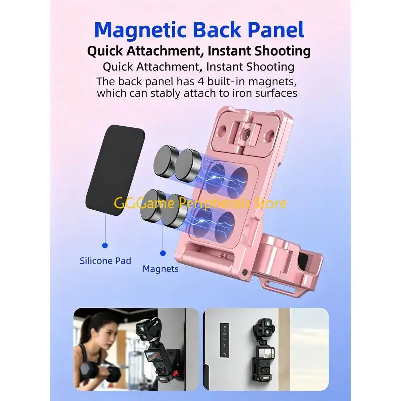 U55B Camera Mount Base for Pocket 4P/4/3, 180Degree Adjustable Back Plate, FOR Daily Travel Recording Use