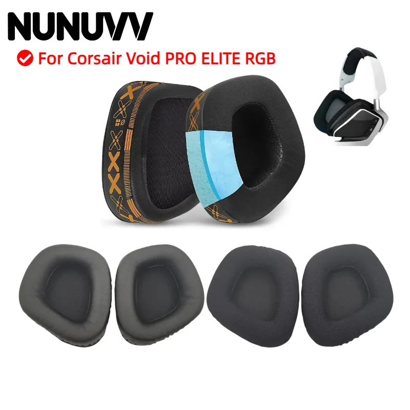 NUNUVV Replacement Printed ice silk fabric Memory Foam Ear Cushion for Corsair Void PRO ELITE RGB Wireless Gaming Headset