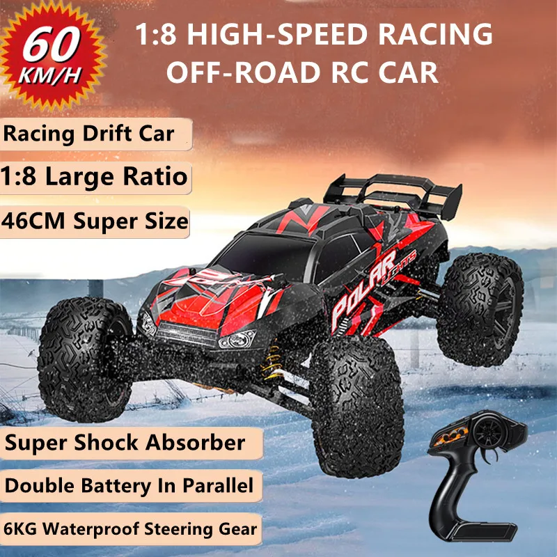 1:8 Off-road High-speed Remote Control Car 60KM/H 6KG Waterproof Steering Gear Super Shock Absorber Large RC Vehhide Kid Toy