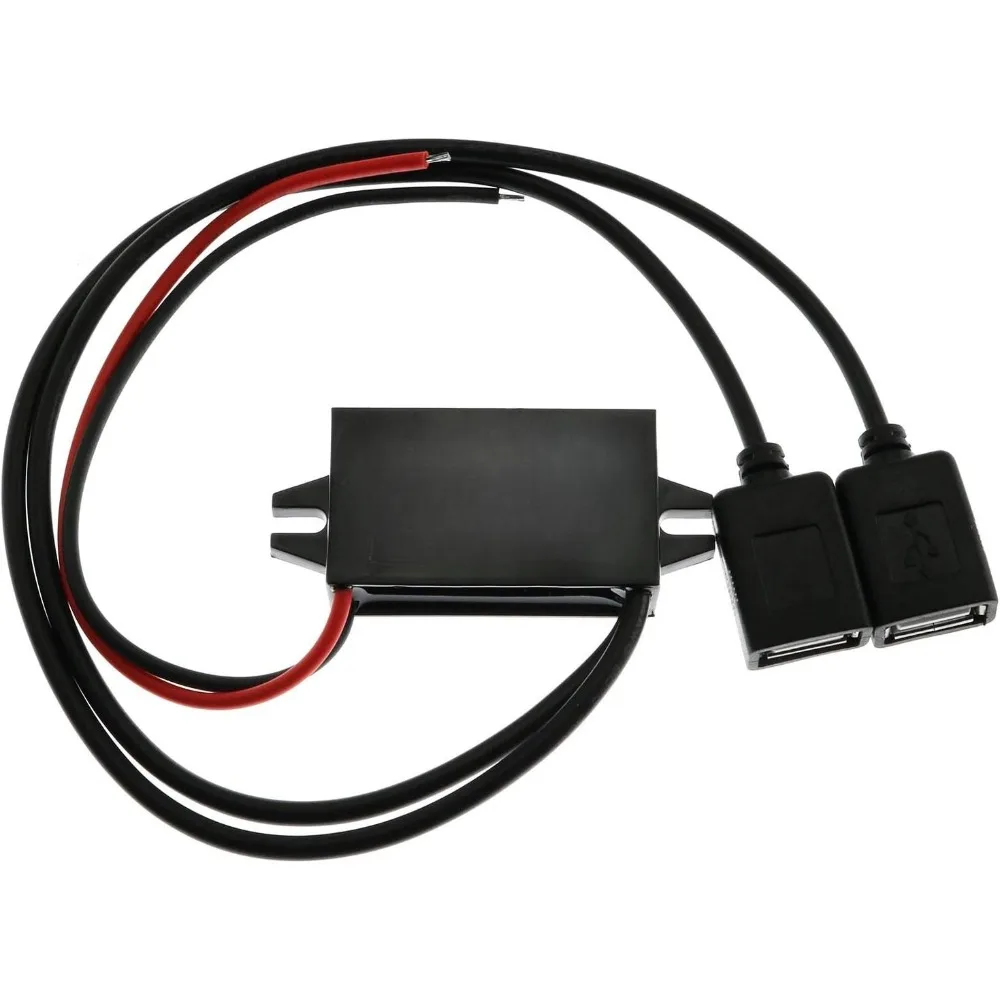 Waterproof DC Converter Module 12V To 5V 3A Regulator Step Down Car Power Converter With Double USB Cable Buck Voltage Reducer